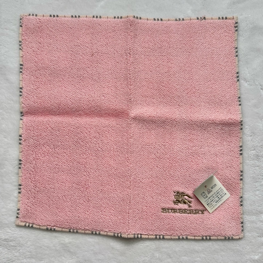 Vintage Pink Burberry Authentic Hand Towel 25CM x 25CM NWT Small Designer Luxury